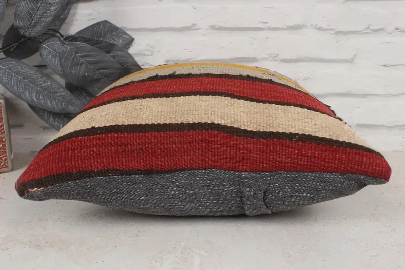 Camión bohemio Sala de almohada, cubierta simulada de almohada Boho, caja de almohada, almohada para el sofá, almohada kilim, colchón rojo de 14x14 - 5