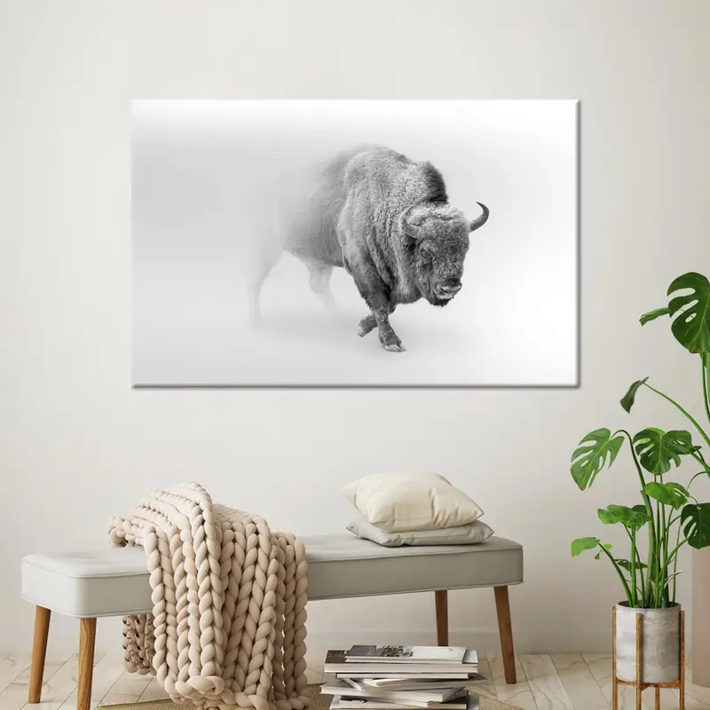 Impresión en lienzo de toro elegante: arte de animales salvajes para la cueva del hombre