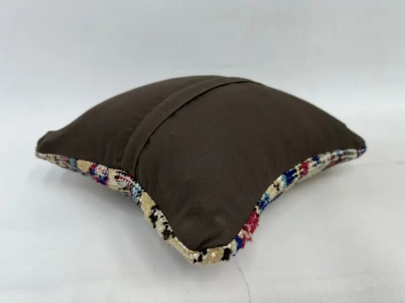 Blue & Beige Southwestern Embroidered Pillow, 12x12 Inch Throw Pillow - 7