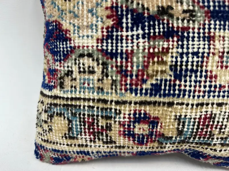 Blue & Beige Southwestern Embroidered Pillow, 12x12 Inch Throw Pillow - 2