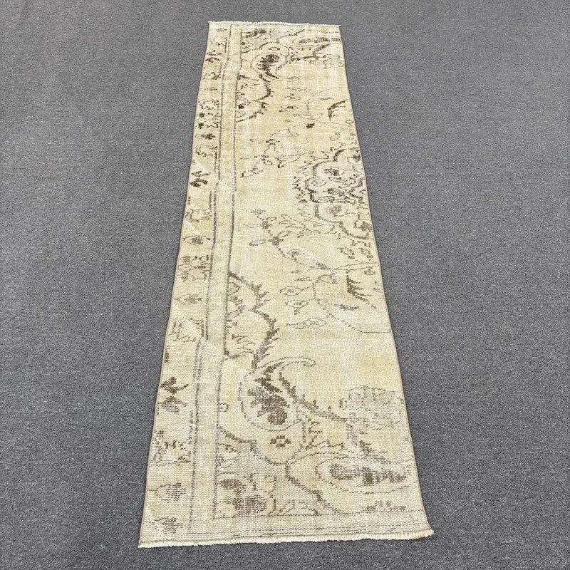 Türk Halısı, Yolluk 2.1x8 ft Vintage Halı, Kahverengi Oryantal Yün Halı - 1