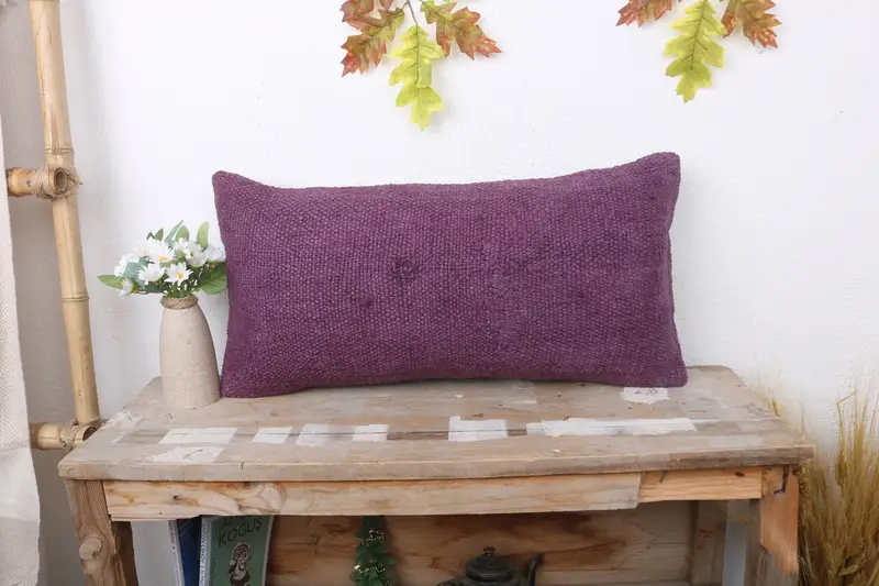 Sofa Bolster Pillow Case, 12x24 Purple Cushion, Indoor Pillow Case, Pillow Cover, Turkish Pillow, Gift Pillow, Interior Designer Pillow - 1