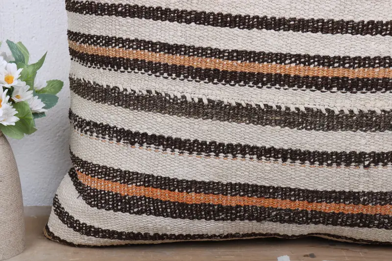 Boho Pillow, Pillow Case, Ethnical Kilim Rug Pillow, 20x20 Beige Pillow, Tapestry Cushion Case, Vintage Kilim Throw Pillow, Handmade Cushion Case - 3