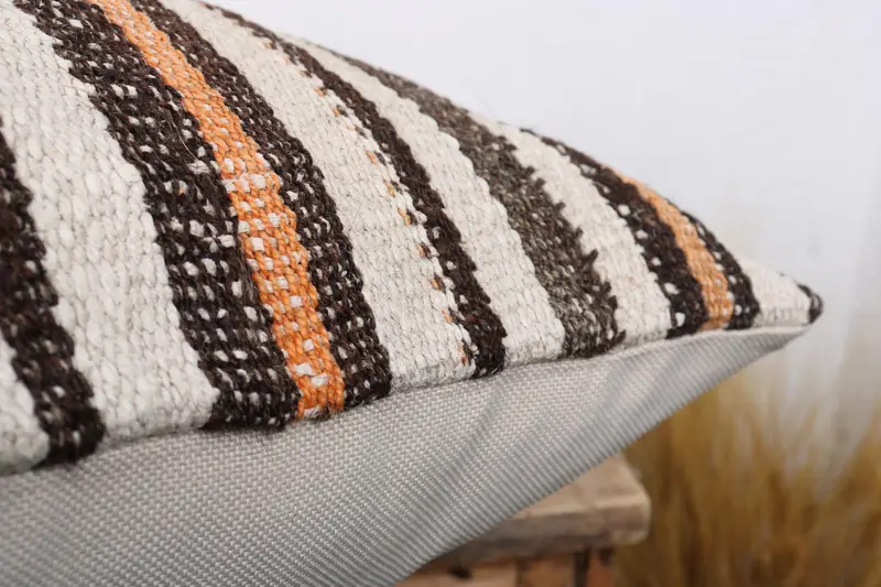 Boho Pillow, Pillow Case, Ethnical Kilim Rug Pillow, 20x20 Beige Pillow, Tapestry Cushion Case, Vintage Kilim Throw Pillow, Handmade Cushion Case - 6