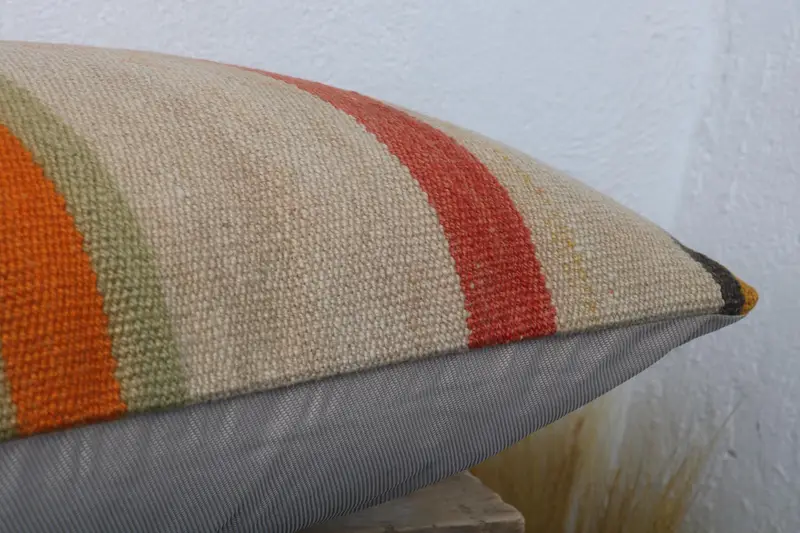 Kilim Cushion Sham, 16x24 Beige Cushion Cover, Handmade Kilim Cushion, Cushion, Neutral Throw Pillow Sham, Couch Cushion, Antique Pillows - 6