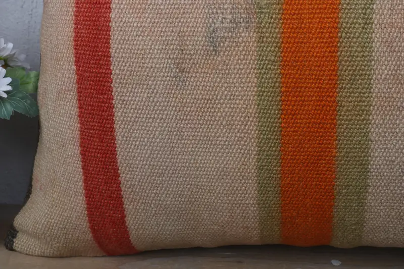 Kilim Cushion Sham, 16x24 Beige Cushion Cover, Handmade Kilim Cushion, Cushion, Neutral Throw Pillow Sham, Couch Cushion, Antique Pillows - 3