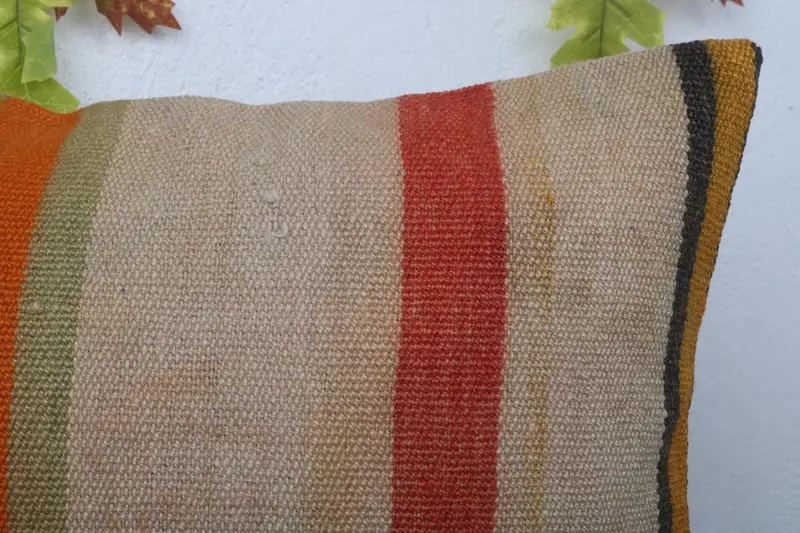 Kilim Cushion Sham, 16x24 Beige Cushion Cover, Handmade Kilim Cushion, Cushion, Neutral Throw Pillow Sham, Couch Cushion, Antique Pillows - 5