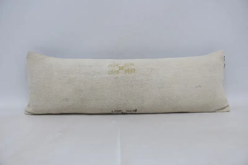 Vintage Cushion Case, Antique 30x90 cm TexturedBeige Pillow Cover - 1