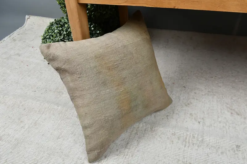 Kilim Pillow Cover, Pillow Sham, 16x16 Beige Cushion Case, Handmade Kilim Cushion, Retro Throw Pillow Sham, Ethnical Kilim Rug Pillow - 7