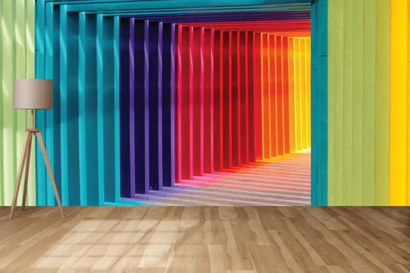 Enchanting Printed Wallpaper: Hypnotic, Colorful, Optical Illusion 3D Effect