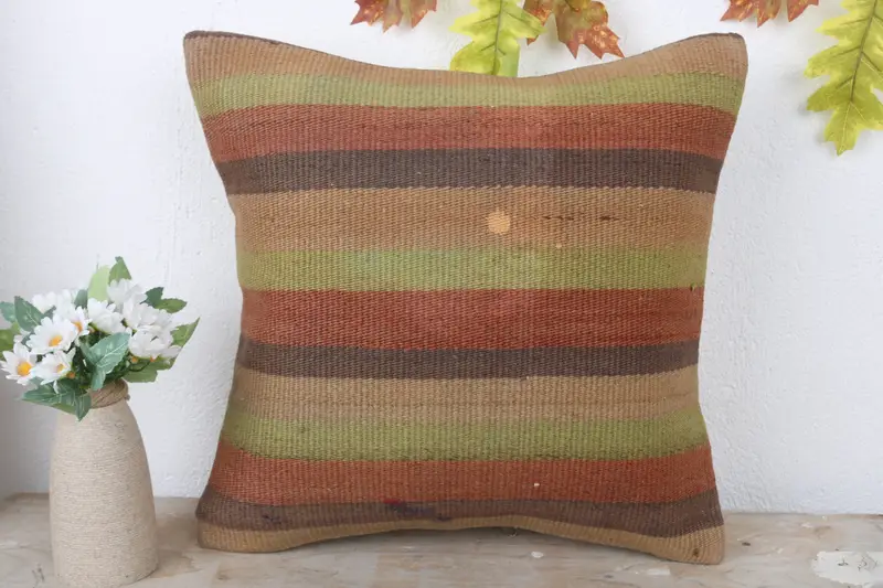 Pillow for Sofa, Anatolian Cushion Cover, Vintage Pillow, Home Decor Pillow, 16x16 Red Pillow Cover, Kilim Rug Pillow Sham, Cushion - 2