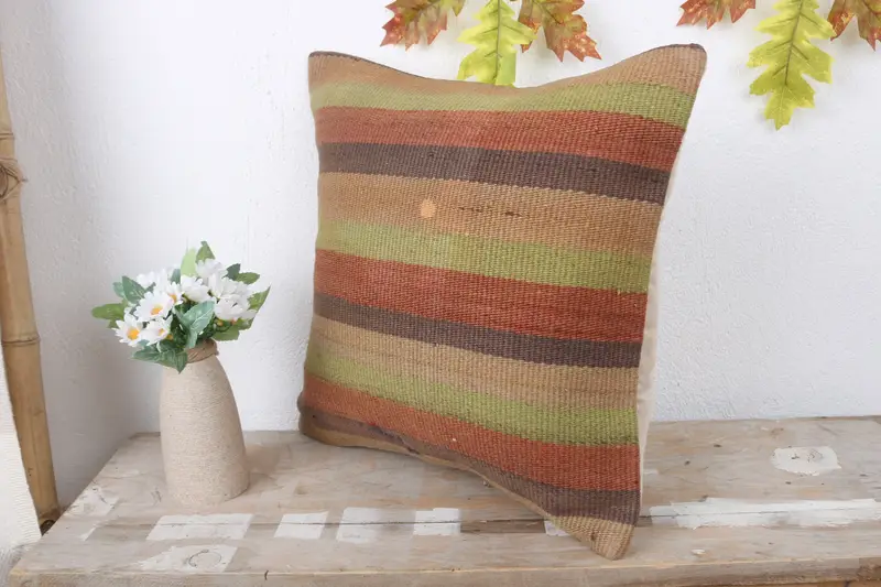 Pillow for Sofa, Anatolian Cushion Cover, Vintage Pillow, Home Decor Pillow, 16x16 Red Pillow Cover, Kilim Rug Pillow Sham, Cushion - 4