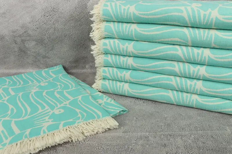 Boho Throw Blankets, Bachelorette Party Favors, Best Friend Wedding Gift, Best Friend Gift, Bachelorette Gifts, 70x60 Cotton Fish Design Towel - 2