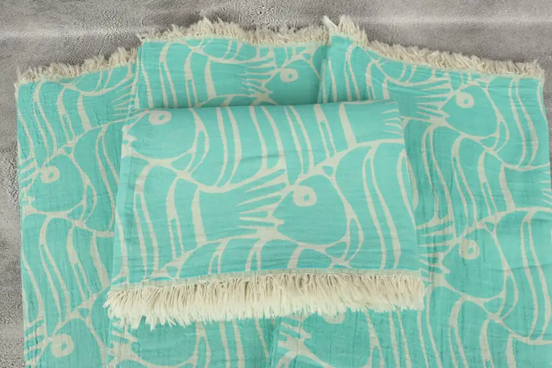 Boho Throw Blankets, Bachelorette Party Favors, Best Friend Wedding Gift, Best Friend Gift, Bachelorette Gifts, 70x60 Cotton Fish Design Towel - 4