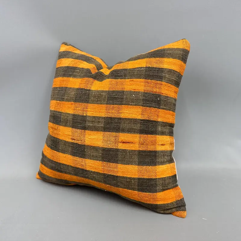 Cushion, Ethnic Cushion Cover, 18x18 Orange Cushion, Vintage Kilim Pillow, Turkish Pillow, Wholesale Pillow, Vintage Kilim Throw Pillow - 3