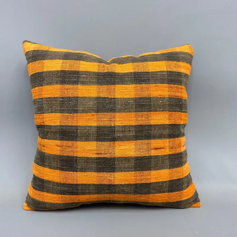 Cushion, Ethnic Cushion Cover, 18x18 Orange Cushion, Vintage Kilim Pillow, Turkish Pillow, Wholesale Pillow, Vintage Kilim Throw Pillow - 4