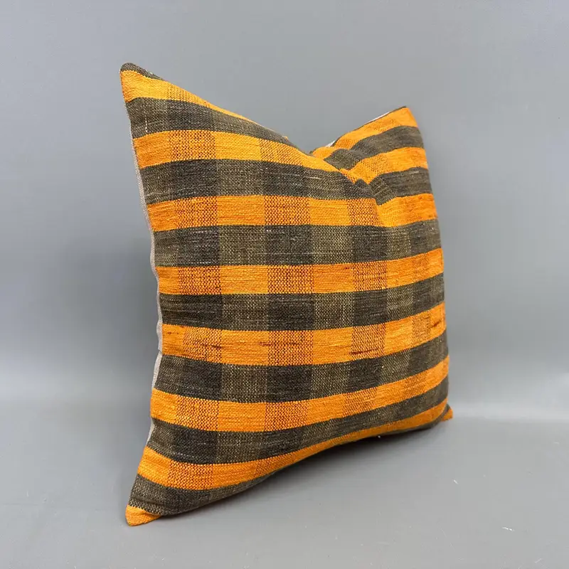 Cushion, Ethnic Cushion Cover, 18x18 Orange Cushion, Vintage Kilim Pillow, Turkish Pillow, Wholesale Pillow, Vintage Kilim Throw Pillow - 2