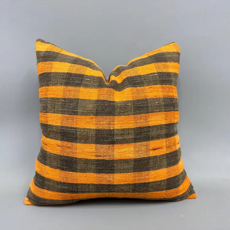 Cushion, Ethnic Cushion Cover, 18x18 Orange Cushion, Vintage Kilim Pillow, Turkish Pillow, Wholesale Pillow, Vintage Kilim Throw Pillow - 1