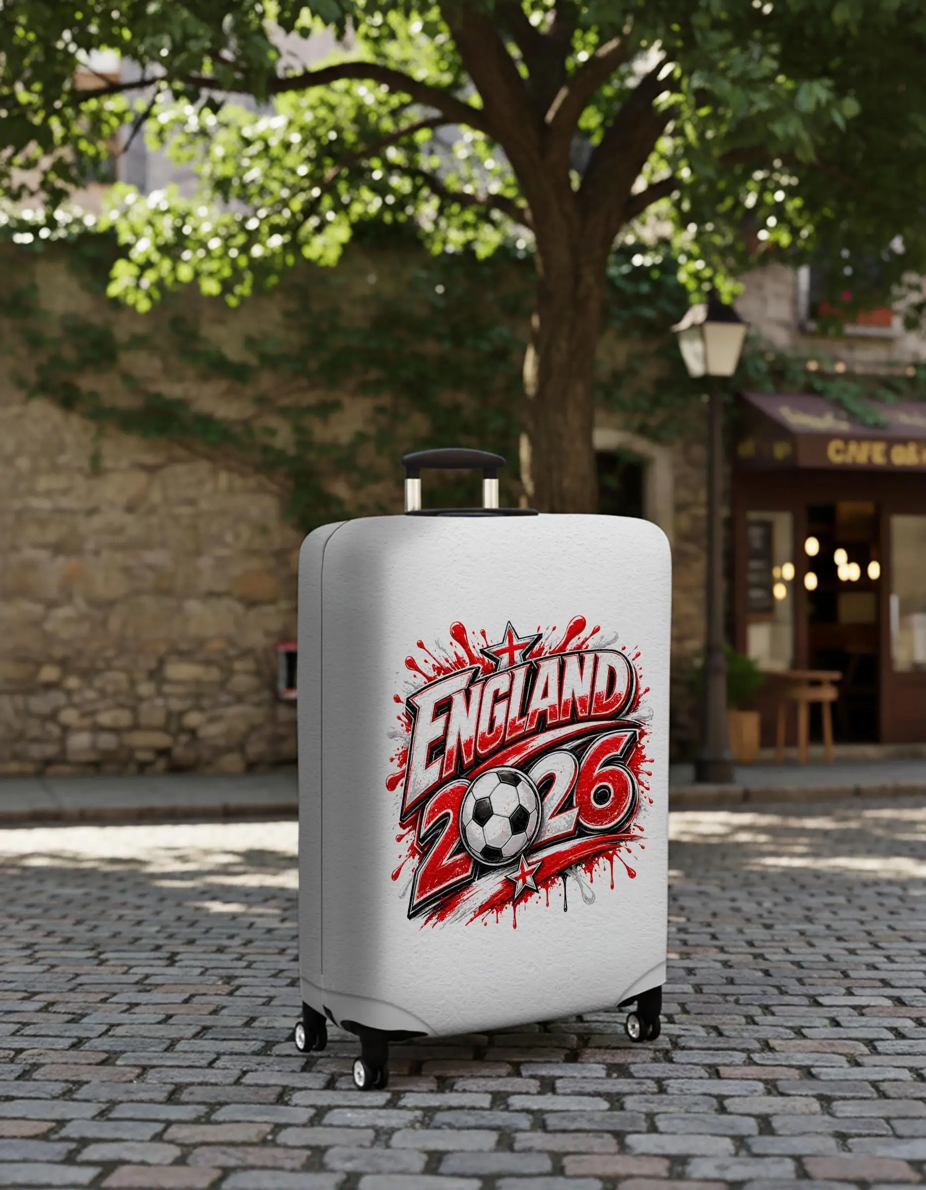 England Soccer Luggage Cover, 2026 Fan Suitcase Protector with Text - 1