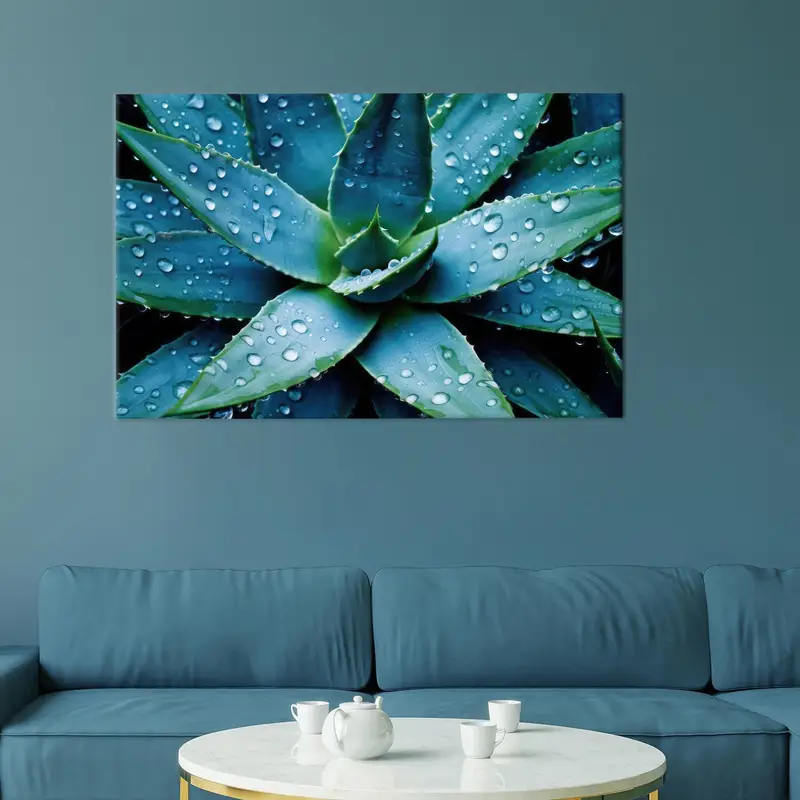 Succulent Plant Art, Blue Canvas Art, Farmhouse Decor , Office Art Decor, Modern Canvas, Living Room Art, Blue Wall Art, Green Canvas, - 8