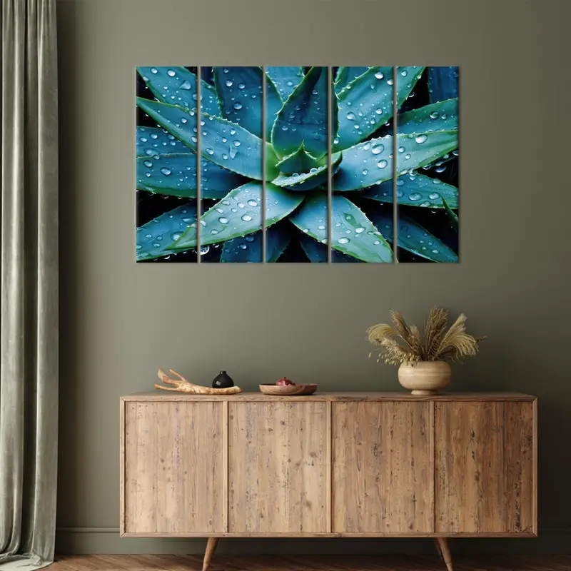 Succulent Plant Art, Blue Canvas Art, Farmhouse Decor , Office Art Decor, Modern Canvas, Living Room Art, Blue Wall Art, Green Canvas, - 3