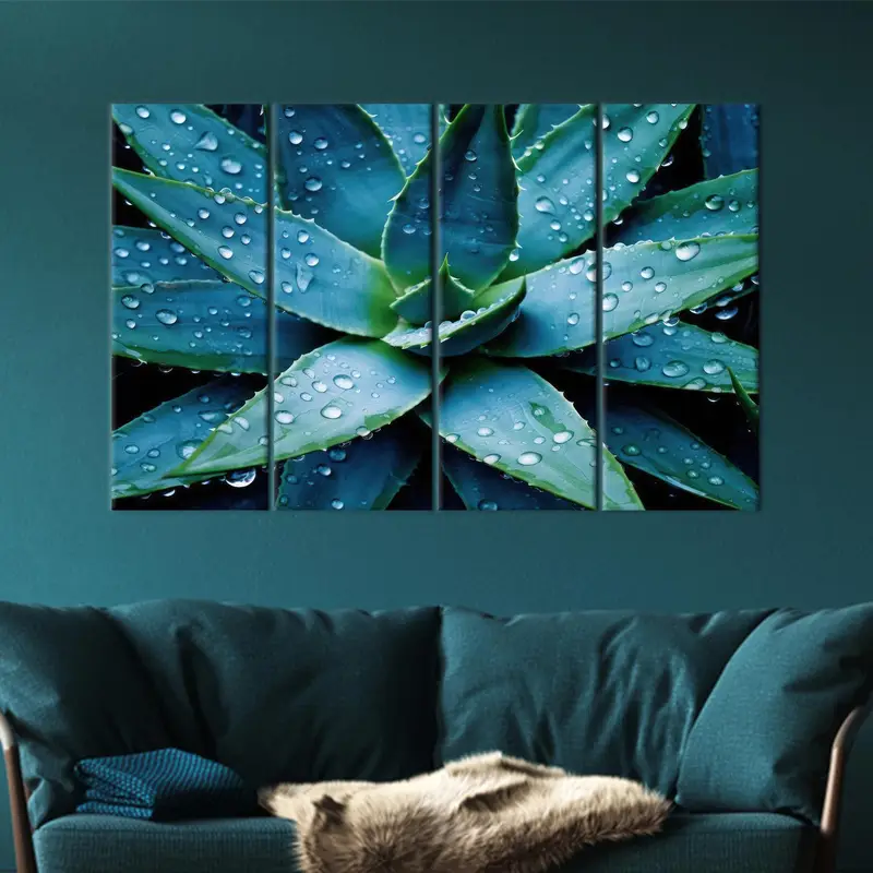 Succulent Plant Art, Blue Canvas Art, Farmhouse Decor , Office Art Decor, Modern Canvas, Living Room Art, Blue Wall Art, Green Canvas, - 2