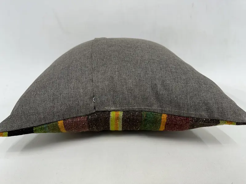 Ethnical Kilim Rug Pillow, Cushion Cover, Kilim Pillow, Vintage Kilim Pillow, Office Chair Pillow Cover, 18x18 Green Cushion Case - 7