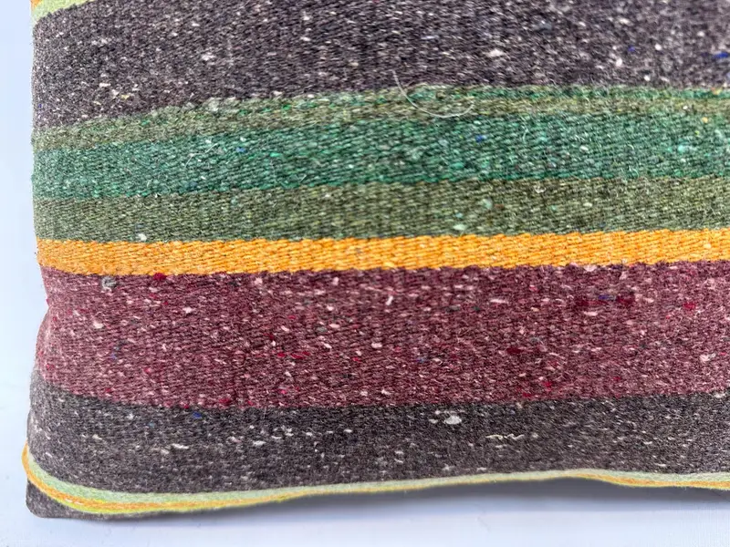 Ethnical Kilim Rug Pillow, Cushion Cover, Kilim Pillow, Vintage Kilim Pillow, Office Chair Pillow Cover, 18x18 Green Cushion Case - 2