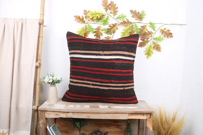 24x24 Brown Pillow Cover, Pastel Cushion Case, Cushion Case, Decorative Cushion Case, Antique Pillows, Ethnical Kilim Rug Pillow, Boho Pillow - 1