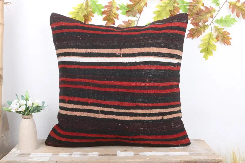 24x24 Brown Pillow Cover, Pastel Cushion Case, Cushion Case, Decorative Cushion Case, Antique Pillows, Ethnical Kilim Rug Pillow, Boho Pillow - 2