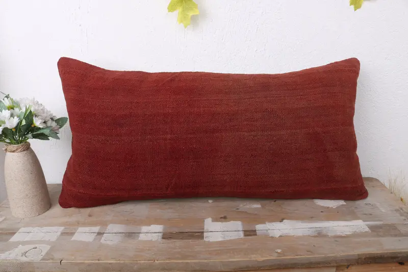 Handmade Cushion Cover, One Of A Kind Pillow, Vintage Kilim Pillow, Turkish Pillow, Pillow, Turkish Kilim Pillow, 12x24 Red Cushion Cover - 2