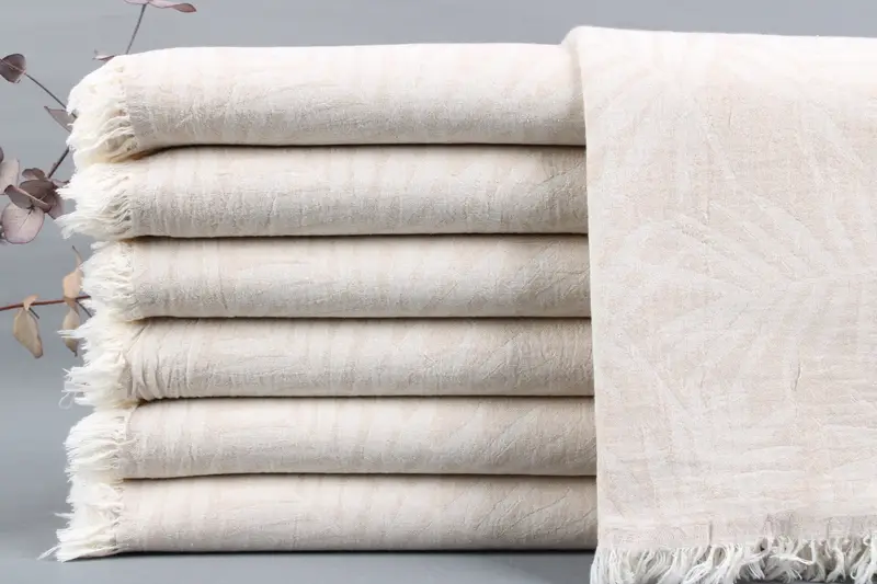 Turkish Beach Towel Floral Pattern Beige, 40x63 Inches