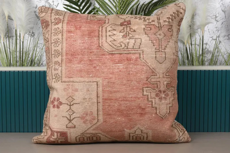 Marokkanischer Kissenbezug in Beige, 81,3 x 81,3 cm, Urlaubsgeschenk, Outdoor-Kissenbezug - 1