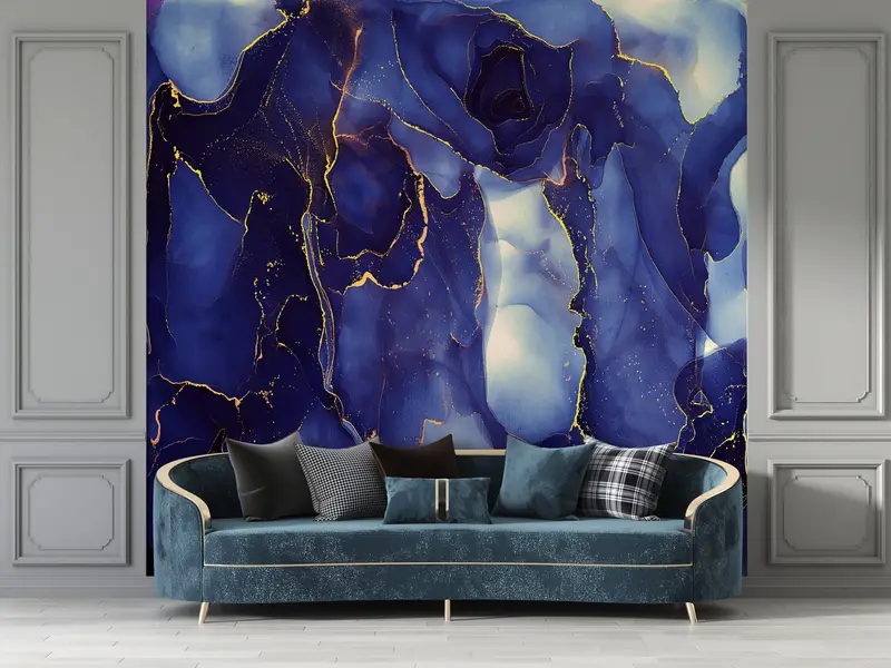 Wall Paper Peel and Stick, Bright Wall Paper, 3d Wall Paper, Purple And Gold Marble, Shimmery Wall Decor, Luxury Marble Wall Print, - 2