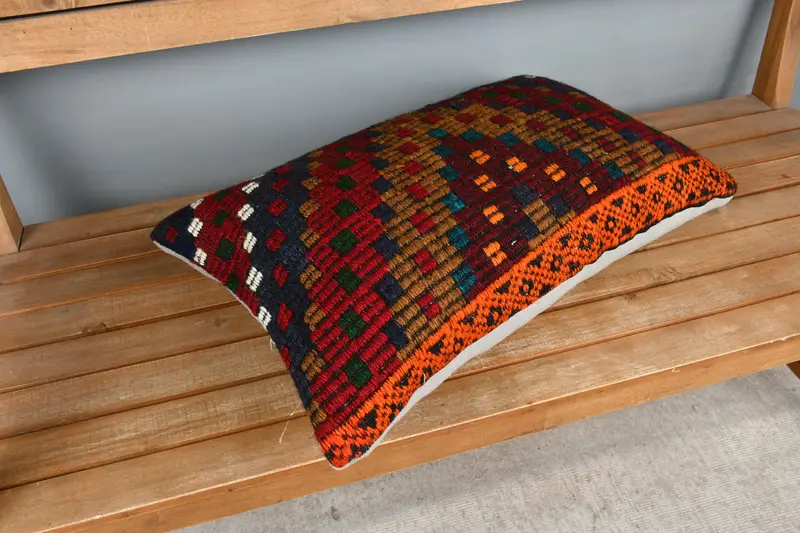 Pillow for Couch, 16x24 Red Pillow Sham, Vintage Kilim Pillow, Wholesale Pillow Sham, Cushion Cover, Interior Designer Pillow - 2