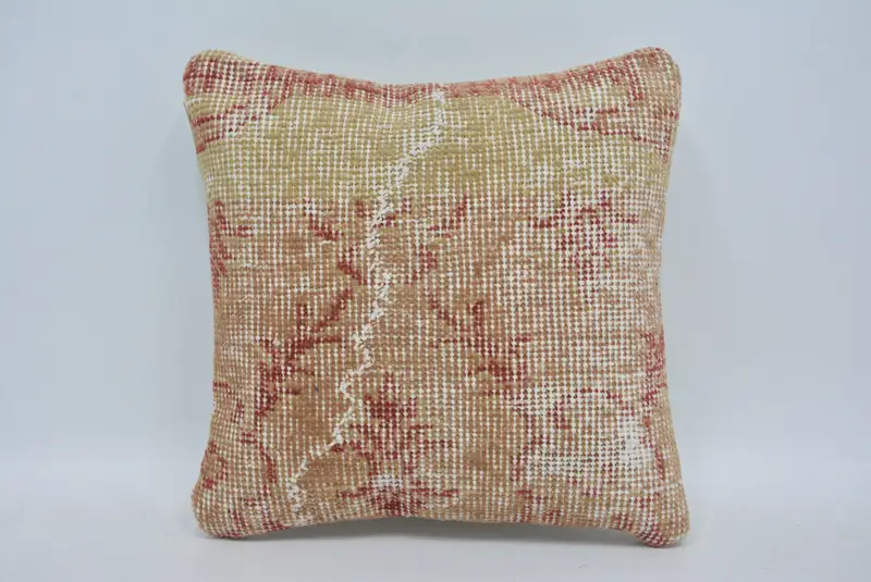 Kilim Pillow, Anatolian Pillow Case, 12x12 Beige Pillow Sham, Colorful Pillow Case, Pillow Sham, Pillow for Couch, Interior Designer Pillow - 1