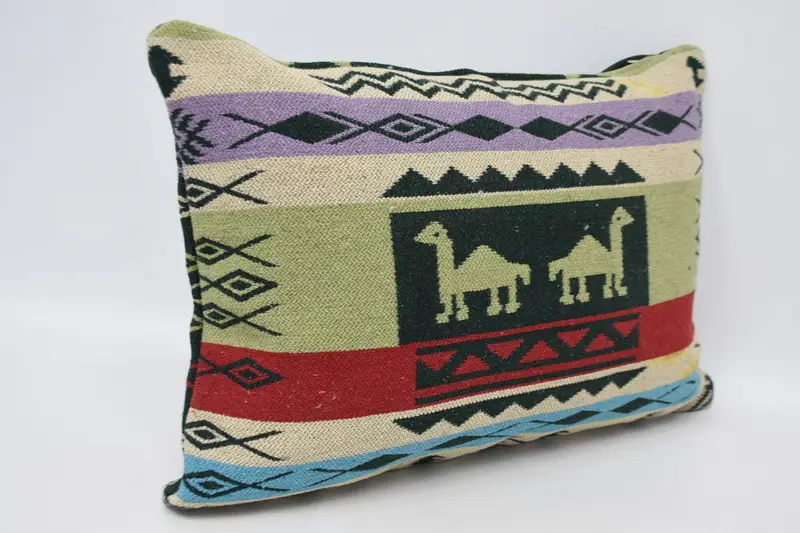 Ethnical Kilim Rug Pillow, Throw Kilim Pillow, Kilim Pillow, Rustic Cushion Case, 20x28 Green Pillow Cover, Retro Throw Cushion, Pillow Sham - 3