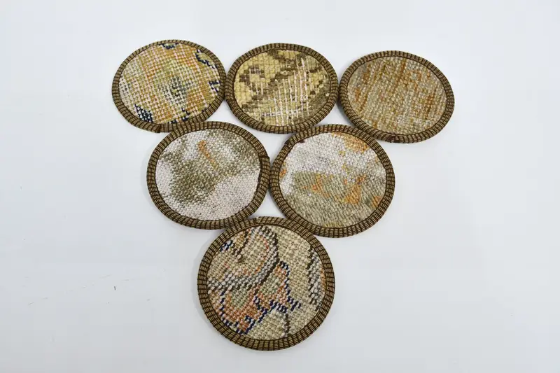 Brown and Beige Coasters, Unique and Washable Rug Coasters