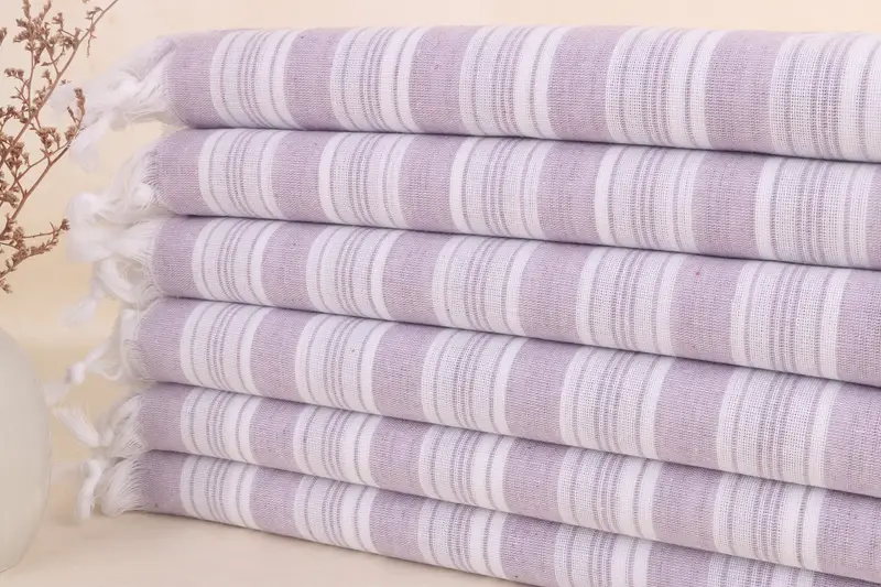 Türkisches Handtuch, individuelles Hochzeitsgeschenk, lila gestreifte Baumwolle, 40 x 71 Zoll