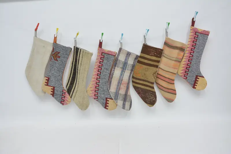 Festive Kilim Christmas Ornaments Stocking, 8-Inch Decorative Stocking