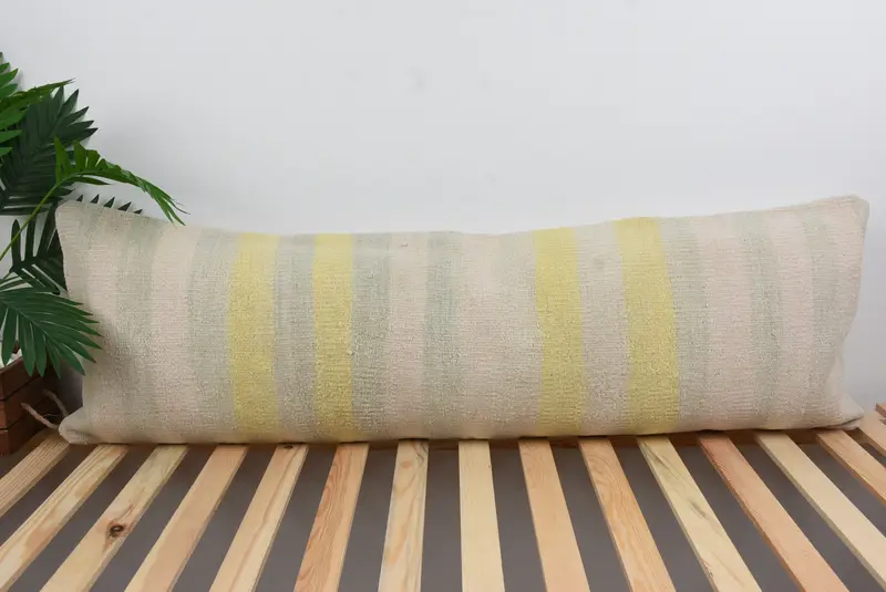 Lounge Throw Cushion, Pillow for Couch, Antique Pillows, Car Pillow Cover, Pillow Sham, 16x48 White Pillow Sham, Kilim Pillow - 1