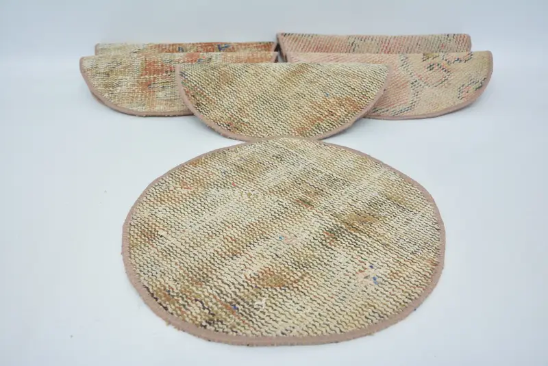 Manteles circulares rojos y marrones, decoración rústica de cocina Kilim