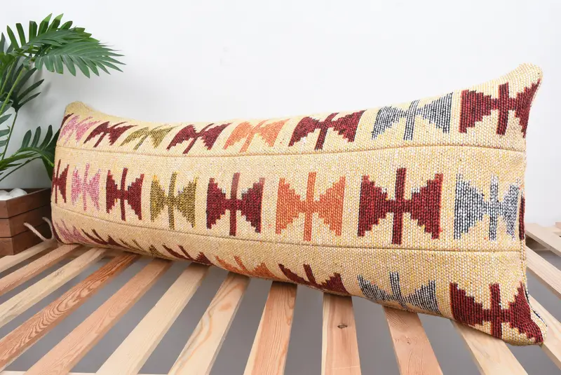 Home Decor Pillow, 16x43 Pink Cushion Case, Kilim Pillow Cover, Bed Cushion Cover, Ethnical Kilim Rug Pillow, Seat Cushion, Cushion - 5