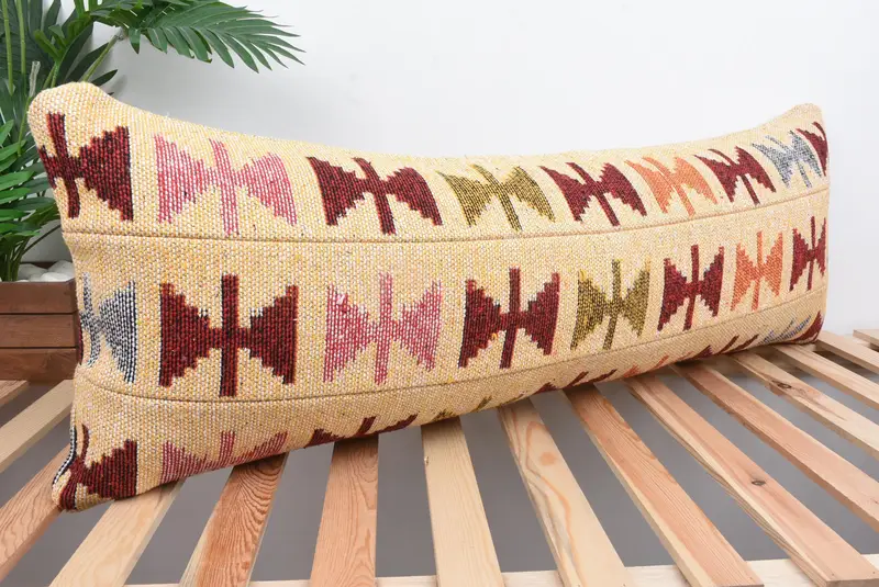 Home Decor Pillow, 16x43 Pink Cushion Case, Kilim Pillow Cover, Bed Cushion Cover, Ethnical Kilim Rug Pillow, Seat Cushion, Cushion - 4