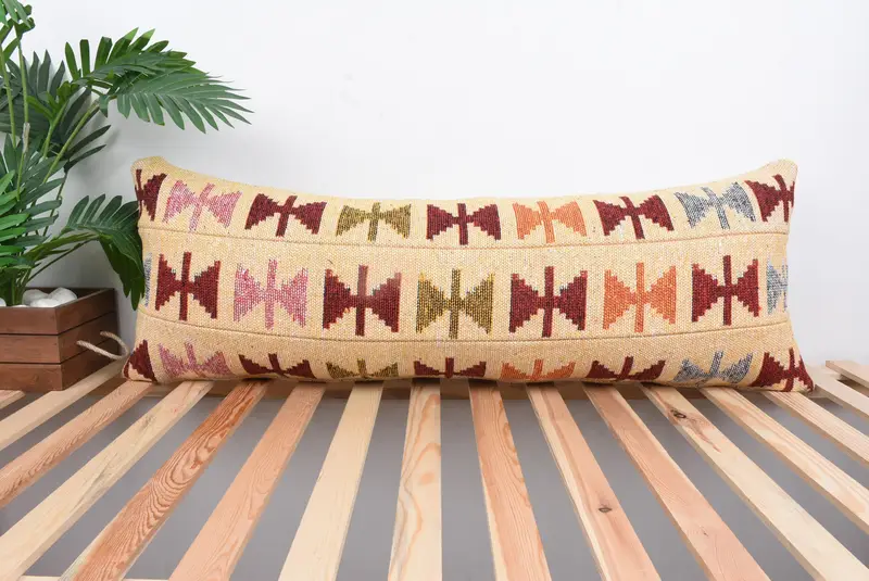 Home Decor Pillow, 16x43 Pink Cushion Case, Kilim Pillow Cover, Bed Cushion Cover, Ethnical Kilim Rug Pillow, Seat Cushion, Cushion - 1