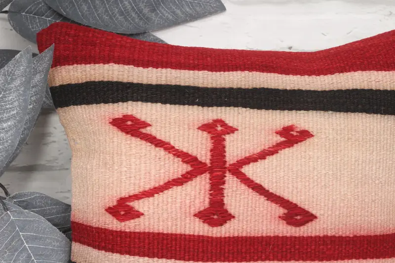 Ethnical Kilim Rug Pillow, Pillow Cover, Turkish Kilim Pillow, Vintage Pillow, 14x14 Red Pillow Case, Authentic Pillow - 2