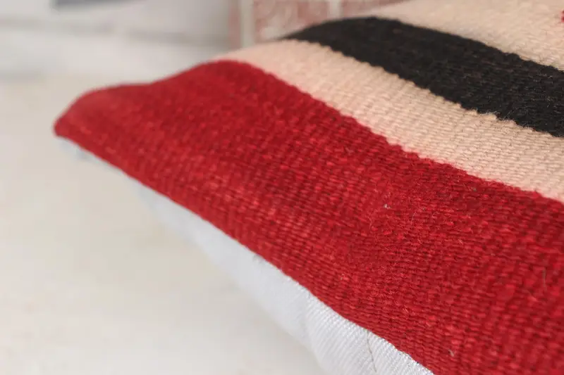 Ethnical Kilim Rug Pillow, Pillow Cover, Turkish Kilim Pillow, Vintage Pillow, 14x14 Red Pillow Case, Authentic Pillow - 7