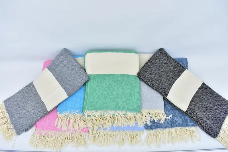 Turkish Bedcover, 96x80 Cotton Diamond Towel, Boyfriend Gift, Decorative Blanket, Bachelorette Gifts, Organic Throw, Bridal Shower Gift - 2