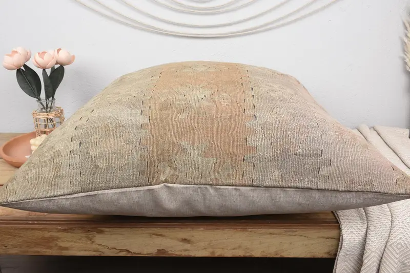 Vintage Kilim Pillow Pillow, Pillow Cover, Gift Pillow, 32x32 Beige Pillow Cover, Interior Designer Pillow, Wholesale Cushion Cover, Antique Pillows - 5