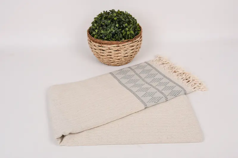 Thin towel, Xmas Gifts, Housewarming Gift, 70x36 Linen Kilim Design Towel, Yoga Towel, Holiday Towel, Embroidered Towel, Turkish Towel Monogram - 4